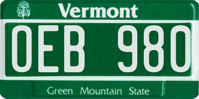 VT license plate OEB980
