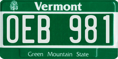 VT license plate OEB981
