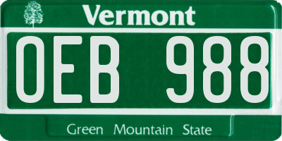 VT license plate OEB988