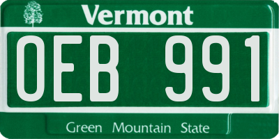 VT license plate OEB991