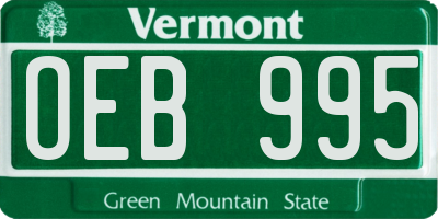 VT license plate OEB995