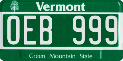 VT license plate OEB999