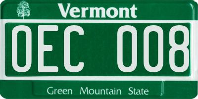 VT license plate OEC008