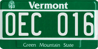 VT license plate OEC016