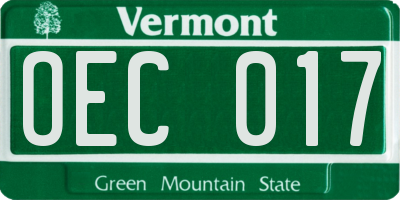 VT license plate OEC017