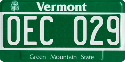 VT license plate OEC029