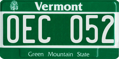 VT license plate OEC052