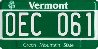 VT license plate OEC061