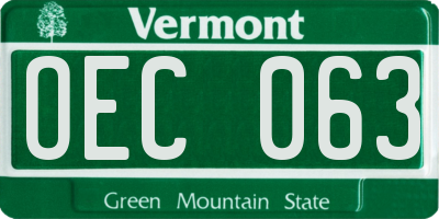 VT license plate OEC063