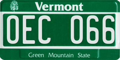 VT license plate OEC066