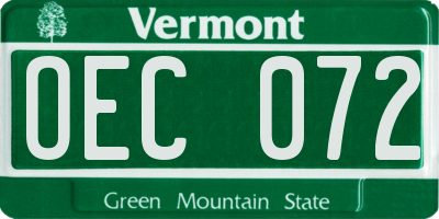 VT license plate OEC072