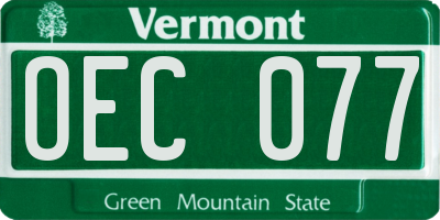 VT license plate OEC077