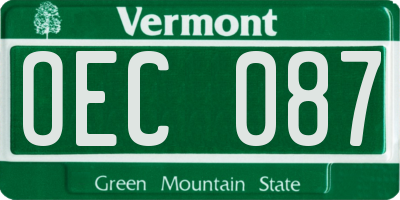 VT license plate OEC087