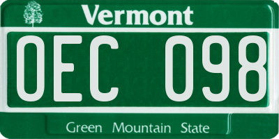 VT license plate OEC098