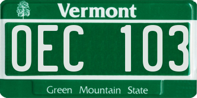 VT license plate OEC103