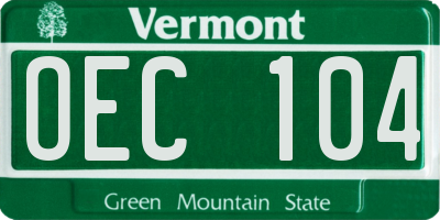 VT license plate OEC104