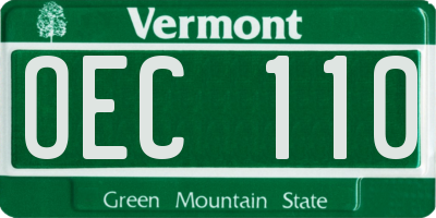 VT license plate OEC110