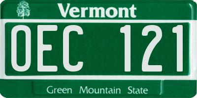 VT license plate OEC121