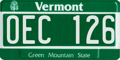 VT license plate OEC126