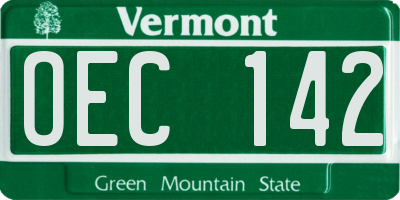 VT license plate OEC142