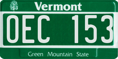 VT license plate OEC153