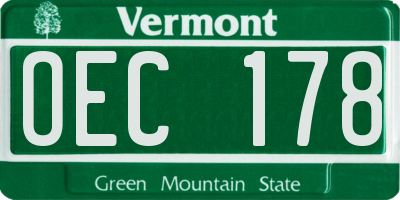 VT license plate OEC178