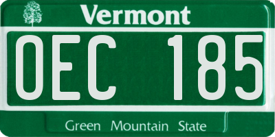 VT license plate OEC185