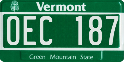 VT license plate OEC187