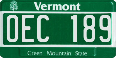 VT license plate OEC189