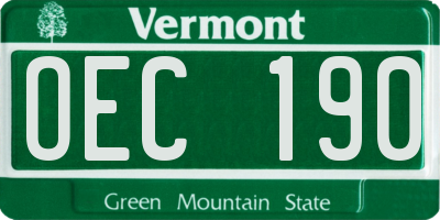 VT license plate OEC190