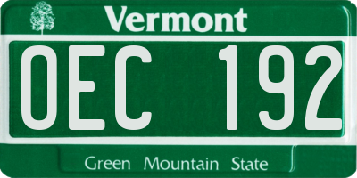 VT license plate OEC192