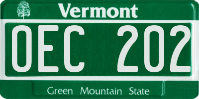 VT license plate OEC202