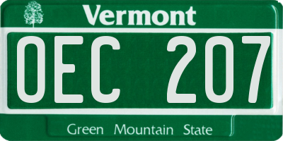 VT license plate OEC207