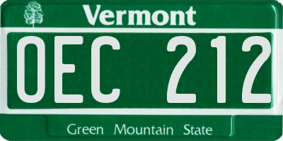 VT license plate OEC212