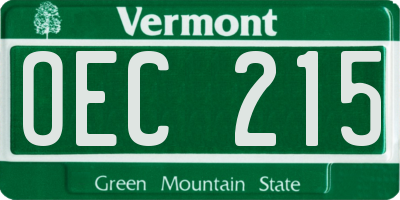 VT license plate OEC215