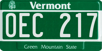 VT license plate OEC217