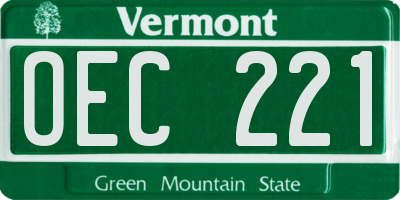 VT license plate OEC221