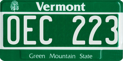 VT license plate OEC223