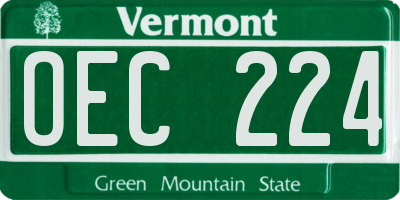 VT license plate OEC224