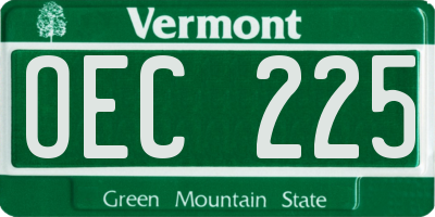 VT license plate OEC225