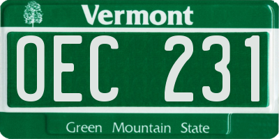 VT license plate OEC231