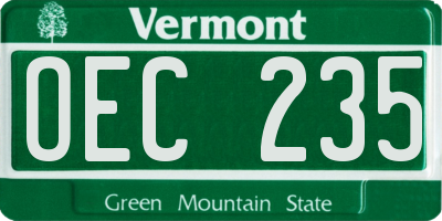 VT license plate OEC235