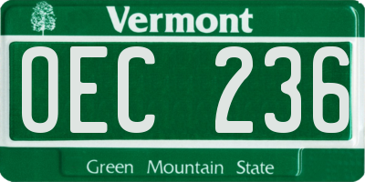 VT license plate OEC236