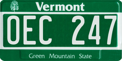 VT license plate OEC247