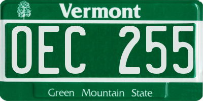 VT license plate OEC255