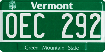 VT license plate OEC292