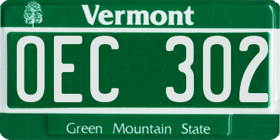 VT license plate OEC302