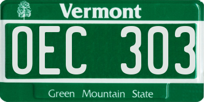 VT license plate OEC303