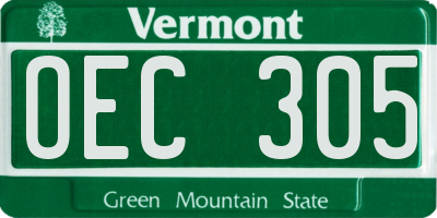 VT license plate OEC305