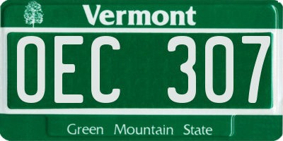 VT license plate OEC307